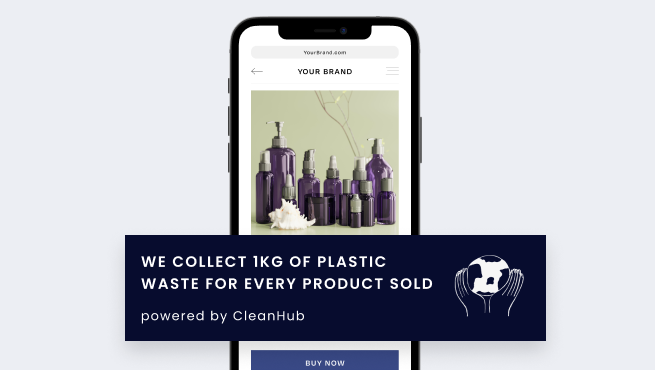 Image shows a screenshot of CleanHub's API integration for ecommerce brands to collection plastic for every transation