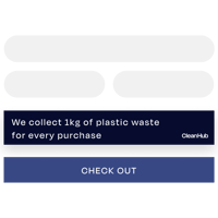 Image shows test that reads "we collect 1 kg of plastic waste for every purchase"